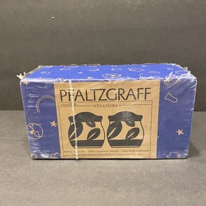 NEW Pfaltzgraff VILLA FLORA Blue Leaf Flowers Stoneware Salt & Pepper Shaker Set - Picture 1 of 6