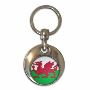 Wales Flag Round Metal Key Ring (37mm x 37mm) - Picture 1 of 2