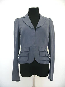 $345 Rebecca Taylor Blue Silk Linen Ruffled Jacket Blazer Size 4 - Picture 1 of 7
