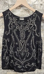 Haute Hippie Silk Chiffon Blouse Beaded Black Fairy Goth Whimsigoth Glam NEW S - Picture 1 of 12