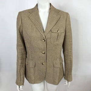 Lauren Ralph Lauren Size 10 100% Linen Button Blazer Collared Woven Jacket - Picture 1 of 17
