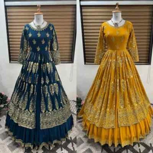 ASIAN BRIDAL LEHENGA INDIAN FASHIONABLE WEDDING PARTY WEAR DESIGNER LEHNGA CHOLI - Picture 1 of 9