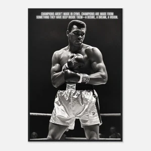Stampa fatta a mano - Muhammad Ali citazione ispiratrice: i campioni non si fanno - Foto 1 di 3