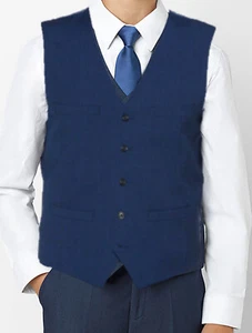 $79 Perry Ellis Mens Slim Fit Stretch Textured Slub Suit Vest , Navy , 2XL - Picture 1 of 2