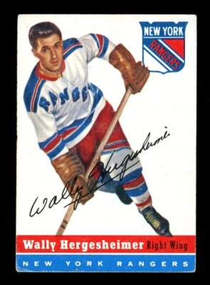 1954-55 TOPPS NHL HOCKEY #22 Wally Hergesheimer EX+ N Y RANGERS Card - Image 1 of 2