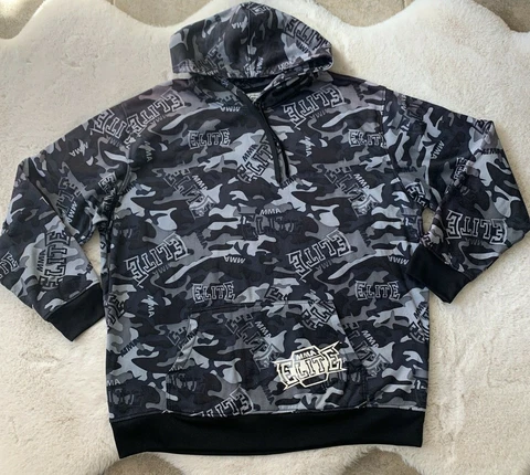 MMA Elite Men's XL Hoodie Sweatshirt Black Gray Camo Mixed Martial Arts Cover