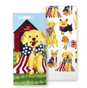 Nuevo con etiquetas Celebrate Americana Together 4 de Julio Cachorro Perro Cocina Toalla 2 piezas. - Imagen 1 de 4