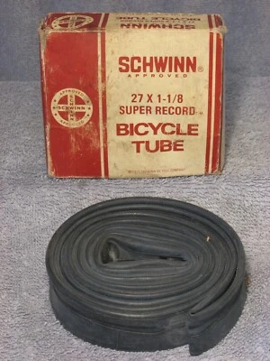VINTAGE SCHWINN INNER TUBE SUPER RECORD 27 x 1 1/8 SCHRADER BICYCLE VALVE 62 405 - Image 1 of 3