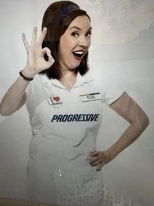 FLO Costume -- Progressive Insurance Apron with Buttons & With Wig & Headband - Picture 1 of 10