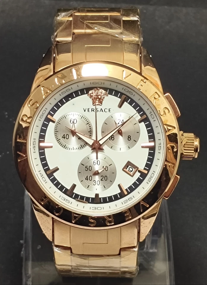 Versace Choronograph White Dial Date New Battery Men's Wristwatch - image 1 of 4