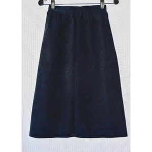 Bill Blass Neiman Marcus Navy Blue Ultra Super Suede Vintage A-Line Skirt Sz 8 - Picture 1 of 7