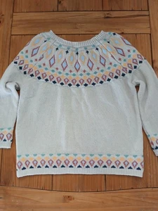 Suéter Estilo Fair Isle XL Taupe Crema Nórdico Casa Cabaña Academia Preppy - Imagen 1 de 7