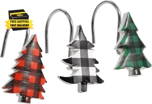 Büffel Karo Weihnachtsbaum Duschvorhang Haken 12er Set Harz Country Farmho - Bild 1 von 6