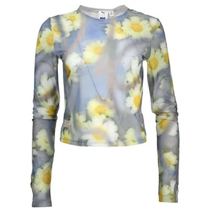 PUMA Collina Strada X Crew Neck Long Sleeve Pullover Shirt Womens Yellow Casual - Picture 1 of 3