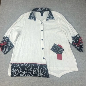 Camisa Top Ali Miles Para Mujer Talla XL Lagenlook Dobladillo Asimétrico Arte Para Usar - Imagen 1 de 10