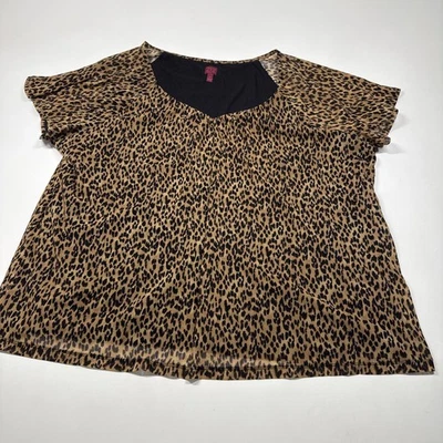Blusa Top Colección 212 Elástica Encaje Estampado Leopardo Cuello en V Mujer Plus 3X Foto 1 de 4