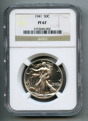 1941 Walking Liberty Silver Half Dollar NGC PF (PR) 67 - Image 1 of 4