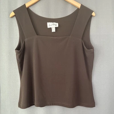 Camiseta sin mangas tejida cuello cuadrado Joseph Ribkoff talla 14 marrón chocolate minimalista Foto 1 de 4