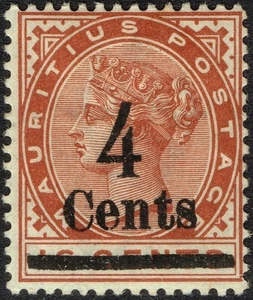 SG 137 MAURITIUS 1900 – 4c on 16c CHESTNUT – MOUNTED MINT - Picture 1 of 2