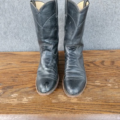 Justin Boots Women's Black Leather Roper Western Cowboy L3703 Ranch Size 7 B - Image 1 of 4