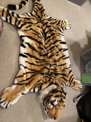 Tiger Skin Fur Rug Plush STYROFOAM AND PLUSH NOT REAL FUR  For Decor Use Only - Image 1 of 4