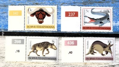 BOTSWANA / Bophuthatswana Southern Africa 4x Mint Wild Animal Stamps - M/VF/LH - image 1 of 3