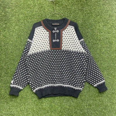 Винтажный шерстяной свитер 80-х Nordstrikk средний нордический оловянные застежки Fair Isle - Изображение 1 из 4