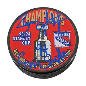 Brian Leetch Rangers Autographed Inscribed 1994 Champions Puck (Steiner CX ) - Picture 1 of 4