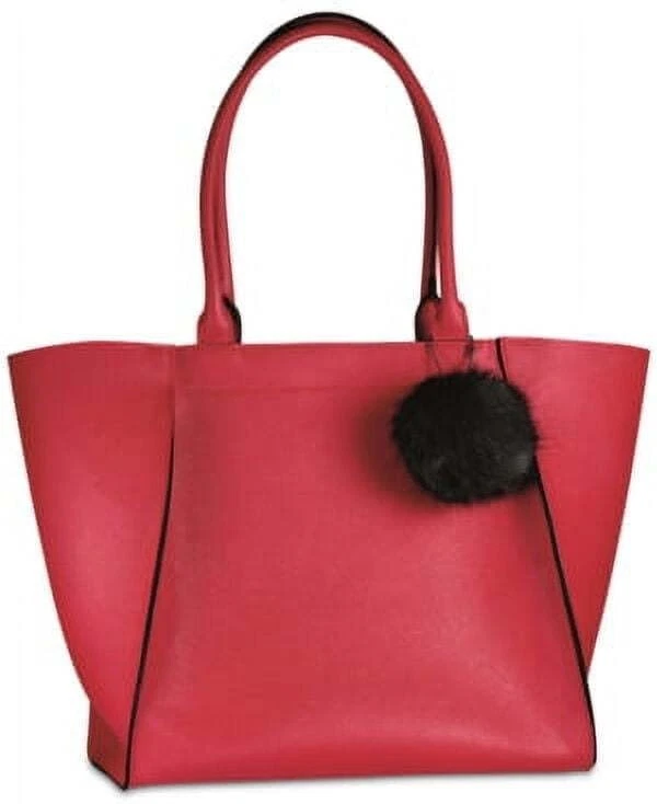 Elizabeth Arden Tote Bag Purse Red Large With Tag & Furry Keychain
