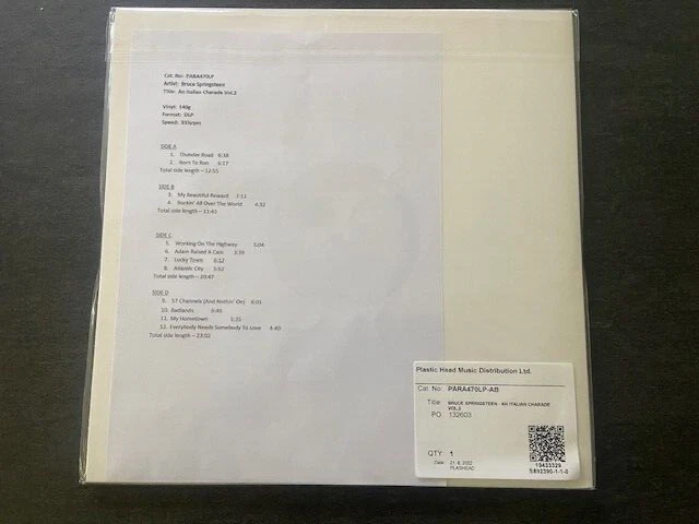 Bruce Springsteen - An Italian Charade Vol. 2 - Test Pressing - Vinyl - DLP - Image 1 of 1