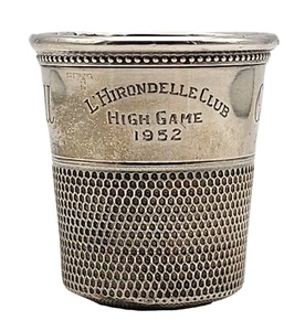 Vintage L'HIRONDELLE CLUB Sterlingsilber High Game Trophäe Pokal nur Fingerhut voll - Bild 1 von 6
