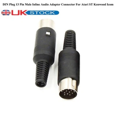 2PC 13 PIN DIN Plug For Atari ST Kenwood Icom Radios