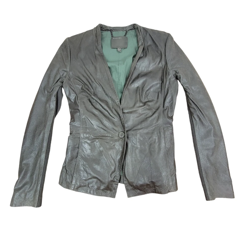 Blazer Traje Chaqueta Gris Blazer Muubaa Shaula Cuero Cabra Piedra Talla 4 EE. UU. Para Mujer Foto 1 de 4