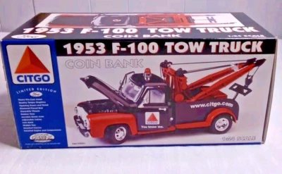Citgo 1953 F-100 Tow Truck Die Cast Coin Bank 1:24 Gearbox Collectables NEW - Image 1 of 4