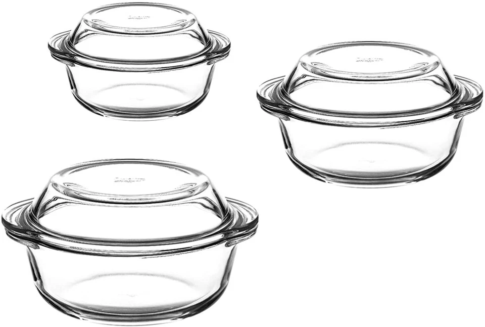 Pasabahce Auflaufformen Set aus hitzebeständigem Glas - 3er Set (159021)