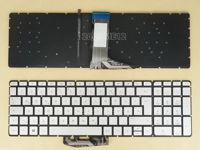 For HP ENVY 15-w100 15t-w200 15t-w100 Keyboard Backlit Silver German Tastatur - Image 1 of 2