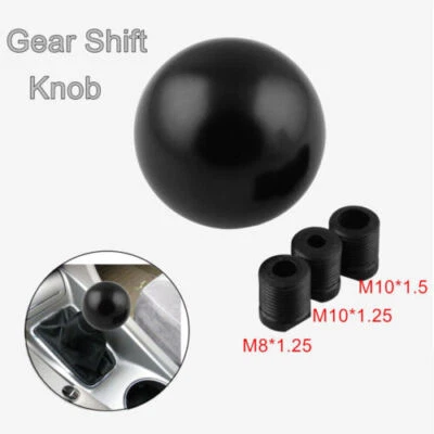 Palanca de cambios de cabeza de engranaje negra redonda de aluminio modificada para automóvil con adaptador Foto 1 de 4