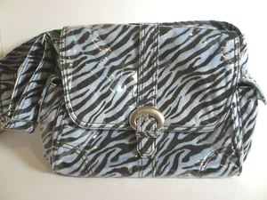Kalencom New Orleans Large Baby Diaper Bag Laminated Blue Zebra Print - Picture 1 of 9