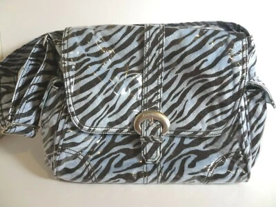 Kalencom New Orleans Large Baby Diaper Bag Laminated Blue Zebra Print - Image 1 of 4