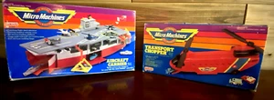 Galoob Micro Machines Aircraft Carrier '88 Playset & Transport Chopper w/ boxes - Picture 1 of 24