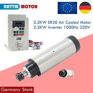 Motor de husillo refrigerado por aire DE 2.2KW 220V 400HZ ER20 24000 RPM + 2.2KW inversor 1000Hz - Imagen 1 de 10