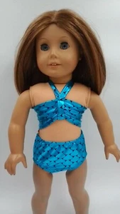 2pc Fish Scale Swimsuit Fits American girl dolls 18" Doll Clothes Turquoise Blue - Picture 1 of 3
