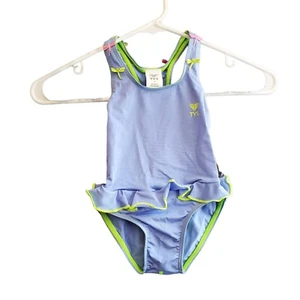 TYR Swimsuit Kids 3T Blue Ruffle Solid One Piece Maxiback Childrens MSRP $24 - Picture 1 of 9