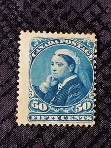 Timbre Canada inutilisé - 50 cents 1893 reine Victoria (charnière) - B166