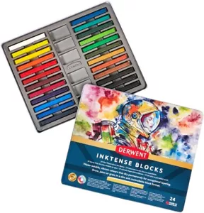 Derwent Inktense Artist Water Soluble Ink Blocks 24 Tin - Picture 1 of 4