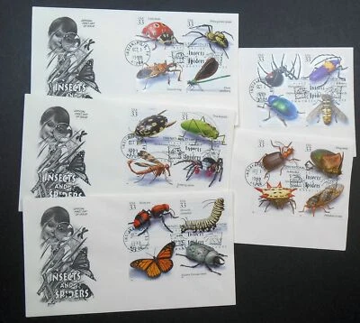 1998 INSECTS AND SPIDERS 20 designs Sc 3351a-t on set of 5 ArtCraft FDCs - Image 1 of 3