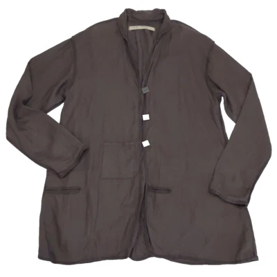 $319 CYNTHIA ASHBY S Plumero Chaqueta Abrigo Marrón Lino Arte para Usar Foto 1 de 4