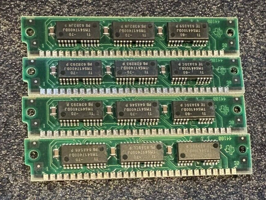 16MB 4 x 4MB 30-Pin SIMM 70ns SILVER 9bit FPM Memory PC, IBM 286/386 *TESTED* - Image 1 of 3