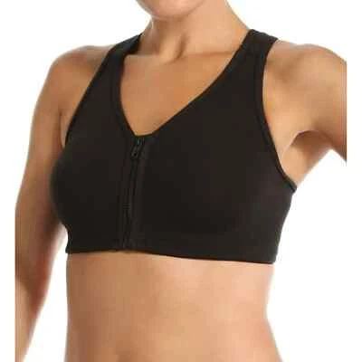 Wynette by Valmont Zipper Comfort Classic Fit Black Sports Bra, Size 48B/C - Image 1 of 3