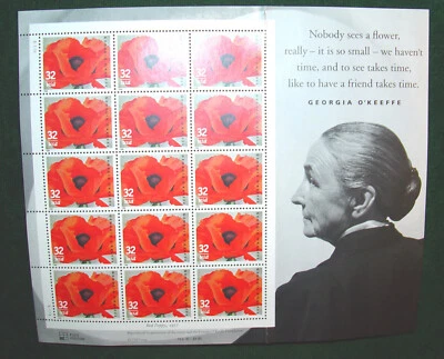 Sheet 15 US Stamps 1996  32c  "Red Poppy" Georgia  O'keeffe - Scotts #699 MUH - Image 1 of 4